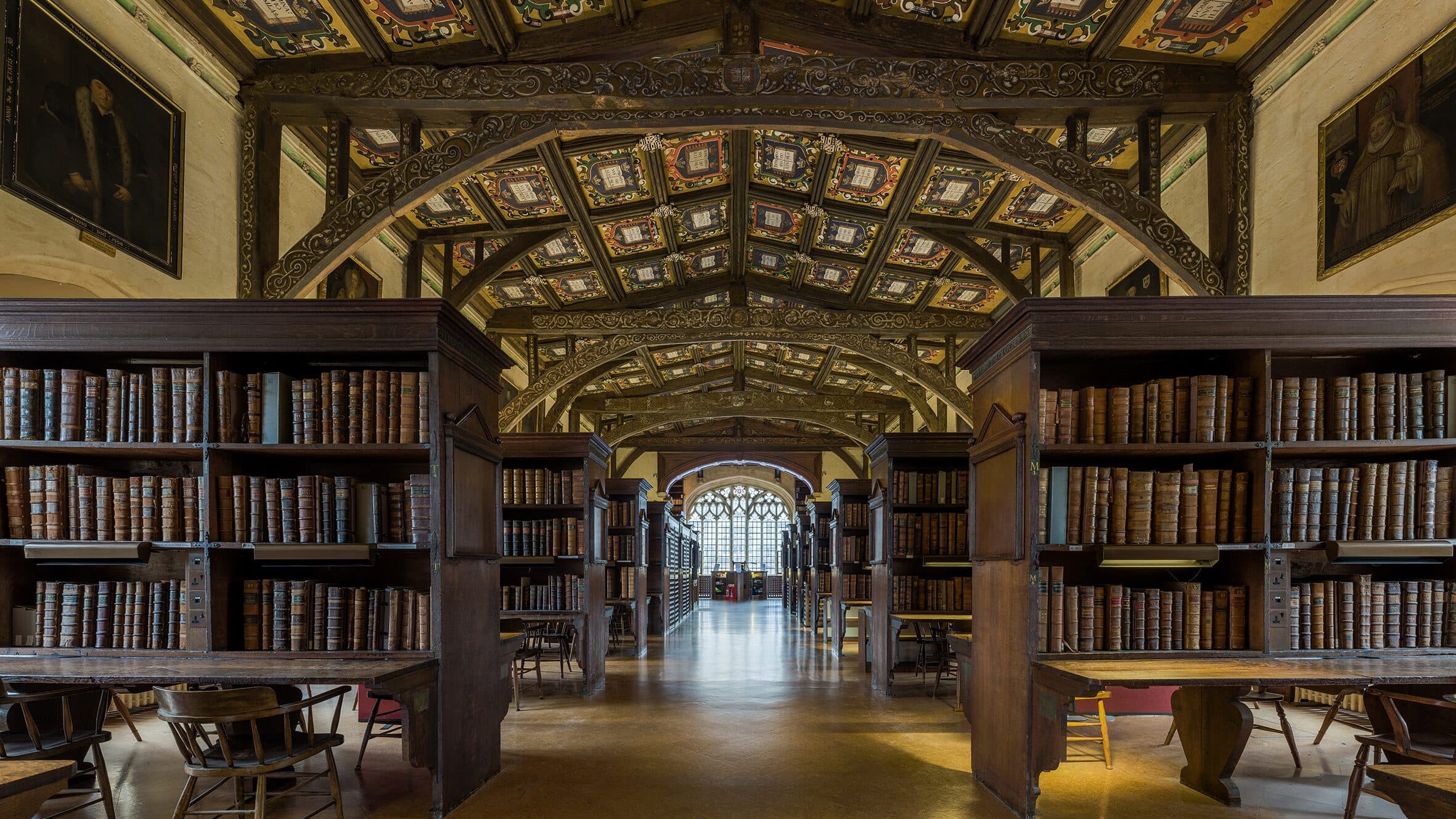 The historic reading room inside Duke Humfrey’s Library
