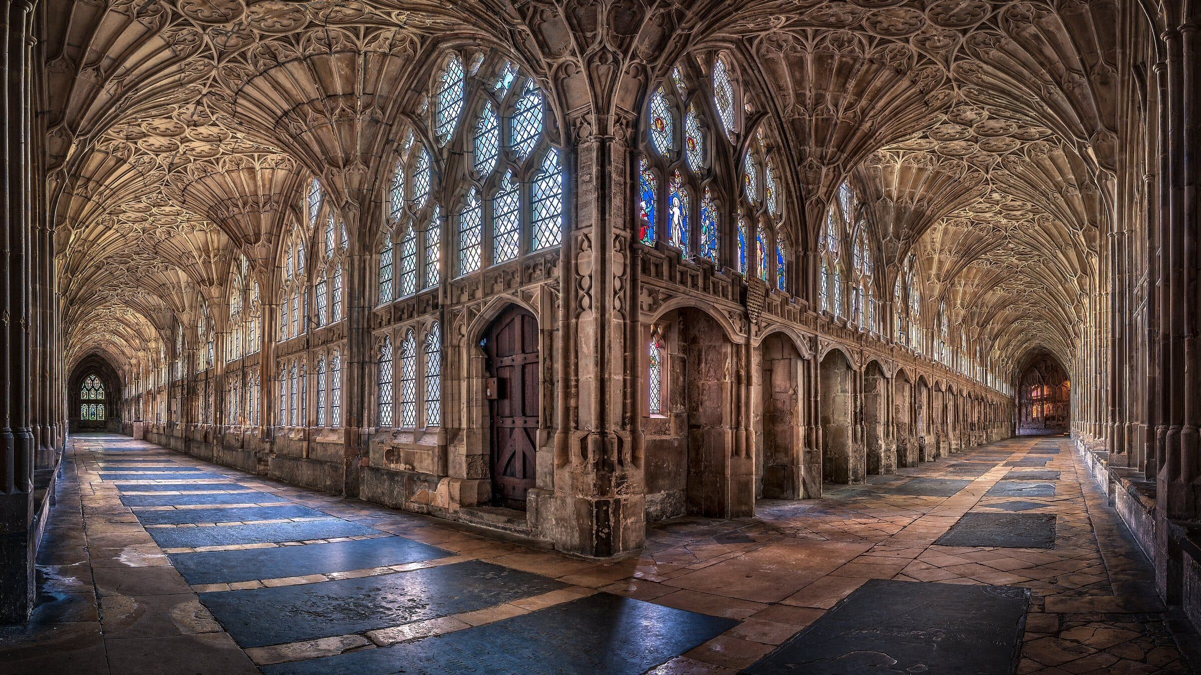 Fan-vaulted cloisters at Gloucester Cathedral