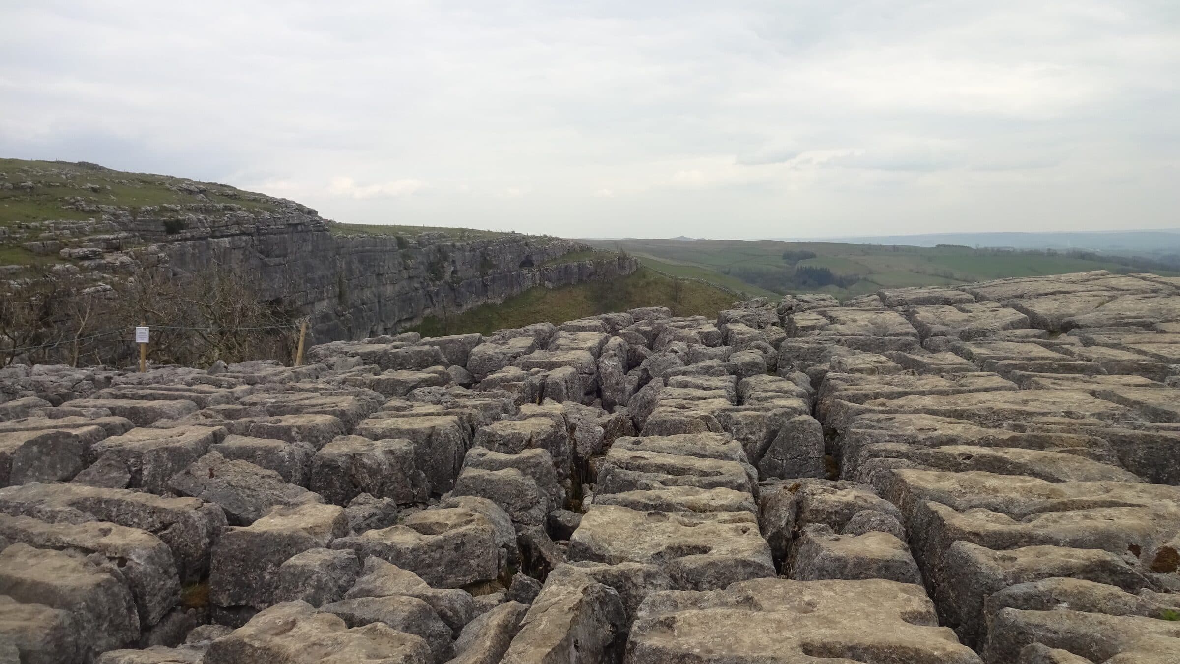 The limestone pavement and cliff above Malham Cove